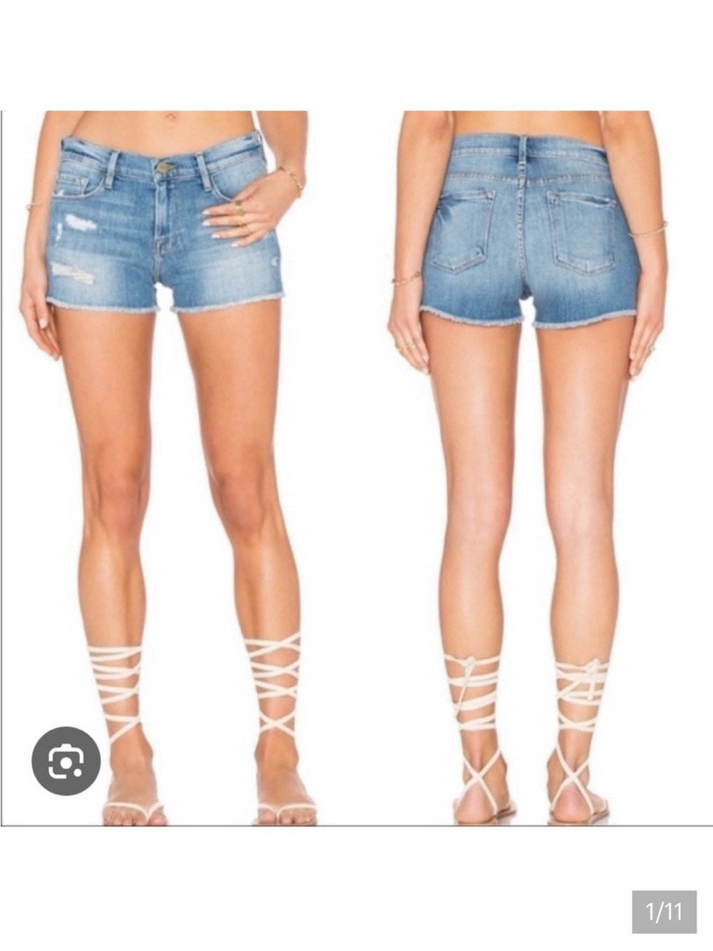 Frame Denim Le Cutoff Denim Jean Shorts Distressed Oxnard Blue Light Wash